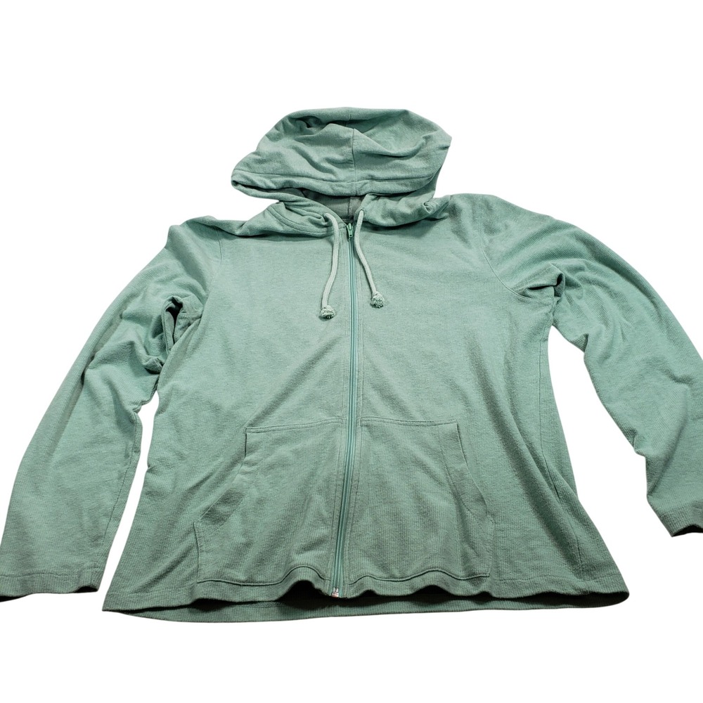 American Rag Mens Mint Green Waffle Knit Full Zip Hoodie Sweatshirt Medium HO16